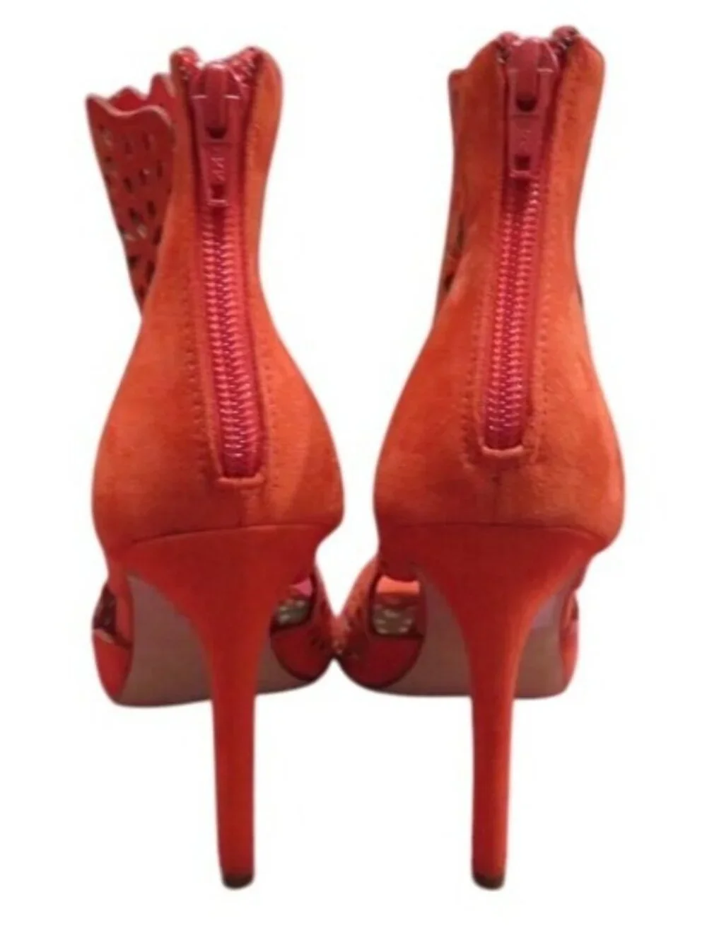 Aldo Ralidien Red Vegan Leather perforated peep toe booties heeled ankle boots
